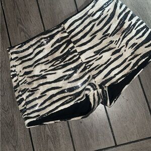 Zebra Print Sequin Women Shorts